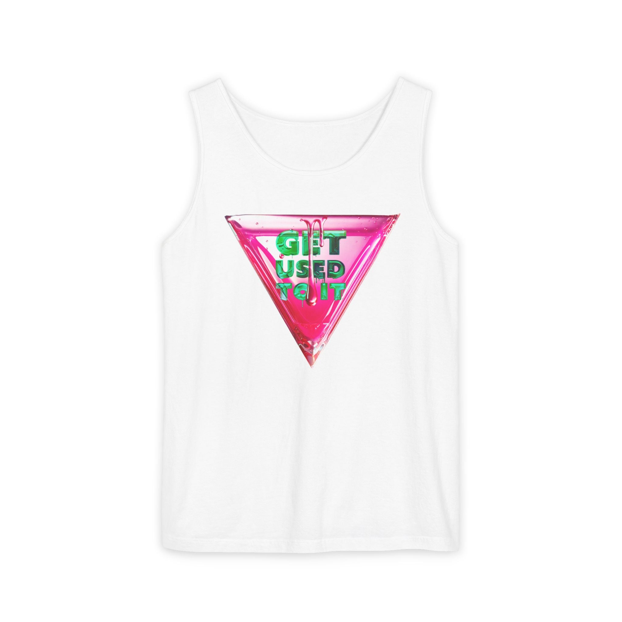 Vibrant Graphic Tank Top with 'Get Used To It' Design, Summer Wear, Gift for Friends, Casual Outfit, Beach Day Essential – Club Riot Queer Streetwear