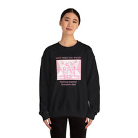 Graphic Sweatshirt Love Who You Want Dark Humor Marriage Equality Quote Crewneck Sweatshirt – Queer Streetwear Cozy Essential