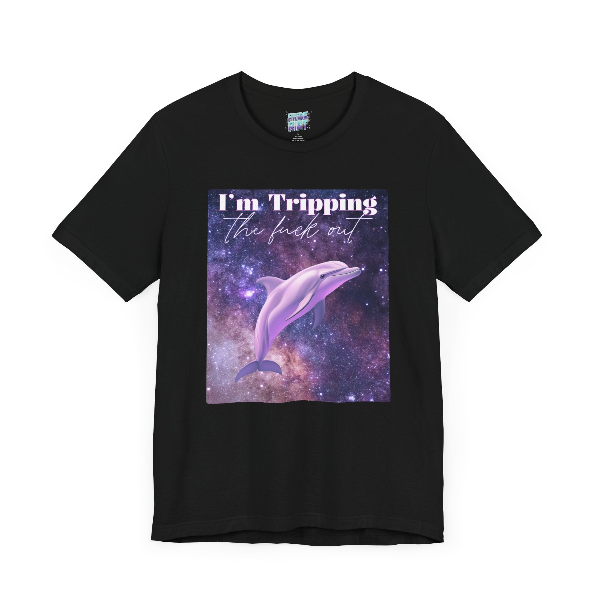 "I'm tripping the F*ck out" Surreal Dolphin Tee Unisex T-Shirt – Bold Queer Streetwear Graphic Tee