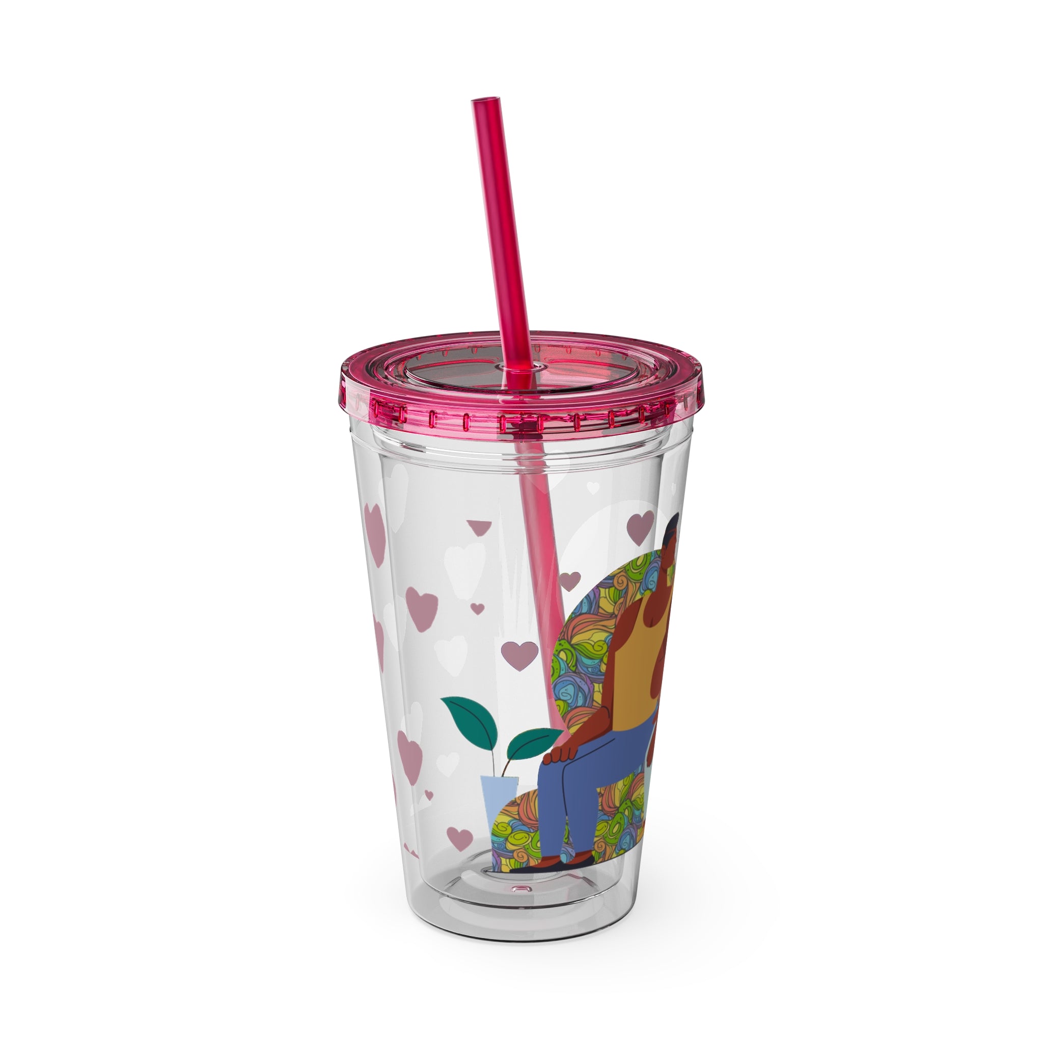 Sunsplash Tumbler, Colorful Couples Drinkware, Cute Travel Mug, Love Glassware – Bold Queer Streetwear Drinkware