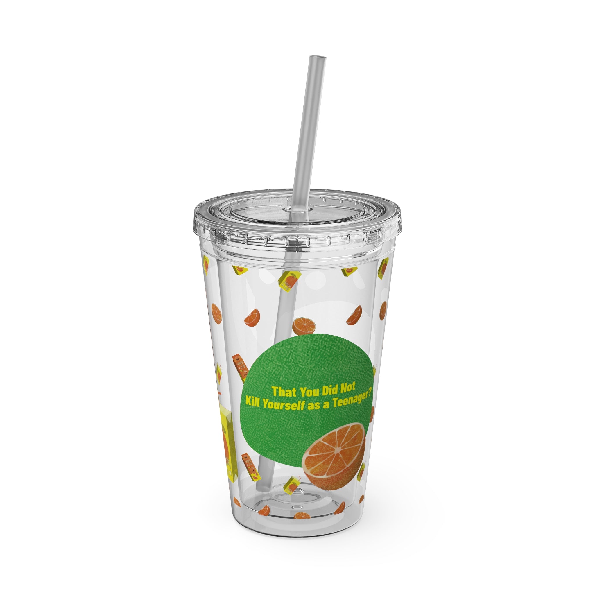 Tumbler with Korean Orange Juice Retro Ad Design, 16oz – Club Riot Queer Streetwear