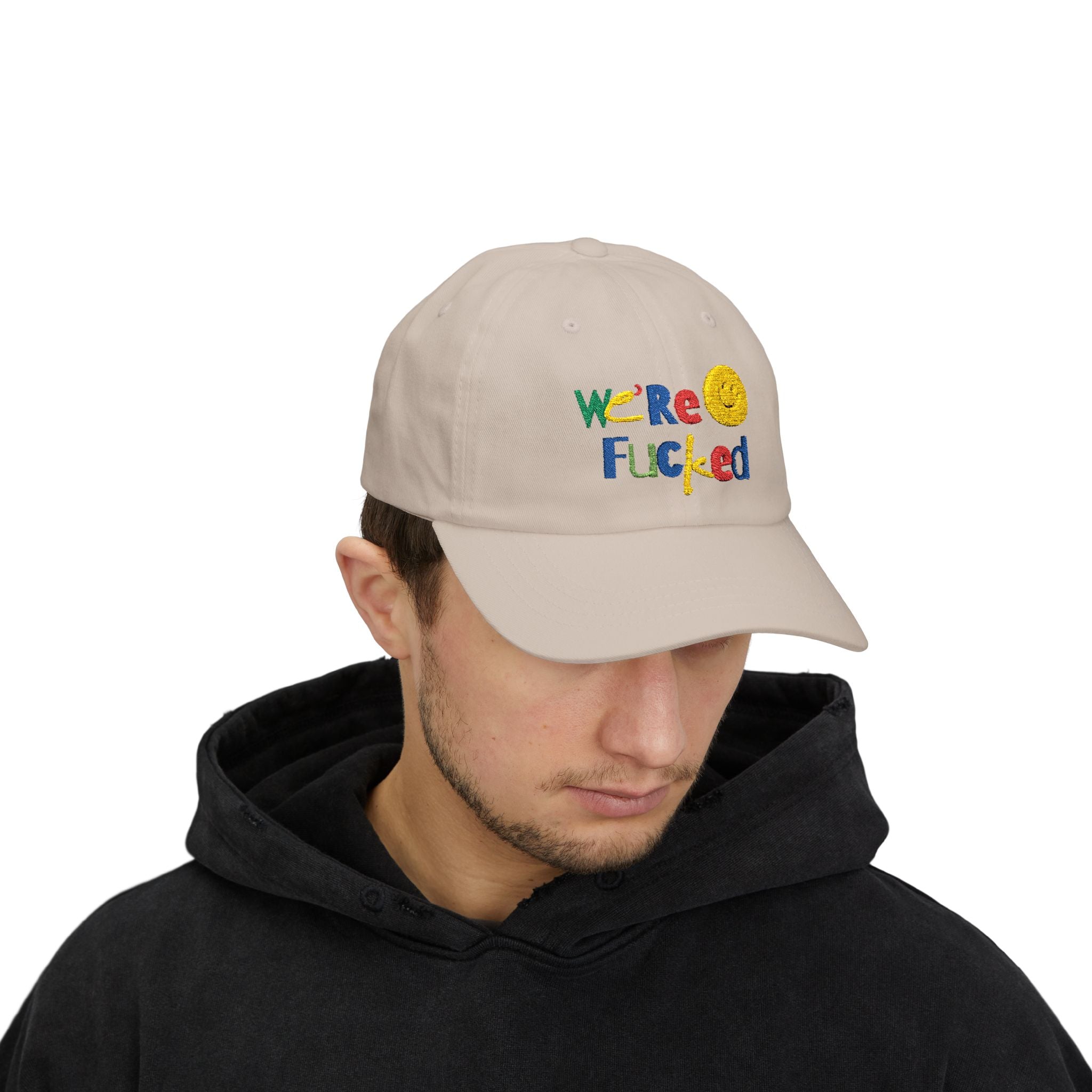 We're F**ked Dad Cap, Funny Dad Hat, Embroidered Cap, Casual Hat, Gift for Dad, Humor Accessory Snapback Trucker Cap – Embroidered Queer Streetwear Hat