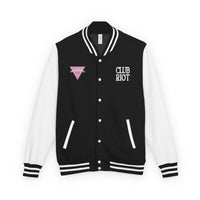Unisex Heavyweight Letterman Jacket with Club Riot queer streetwear design