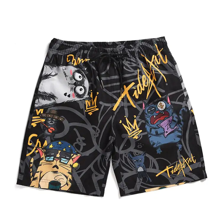 Casual Loose Camouflage Cat Print Beach Shorts – Club Riot Queer Streetwear