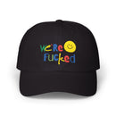 We're F**ked Dad Cap, Funny Dad Hat, Embroidered Cap, Casual Hat, Gift for Dad, Humor Accessory Snapback Trucker Cap – Embroidered Queer Streetwear Hat