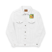 Stylish Unisex Embroidered Denim Jacket, Trendy Outerwear, Perfect for Spring, Casual Wear, Unique Gift Idea with Club Riot queer streetwear design