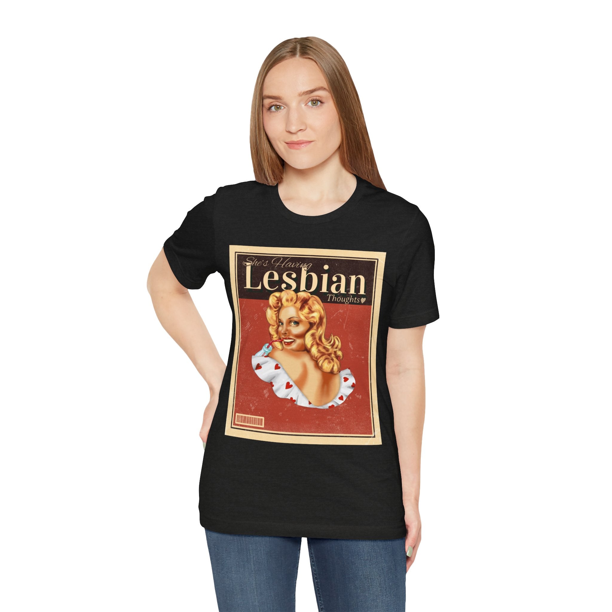 "She's having Lesbian Thoughts" Retro Pride Unisex Tee Unisex T-Shirt – Bold Queer Streetwear Graphic Tee