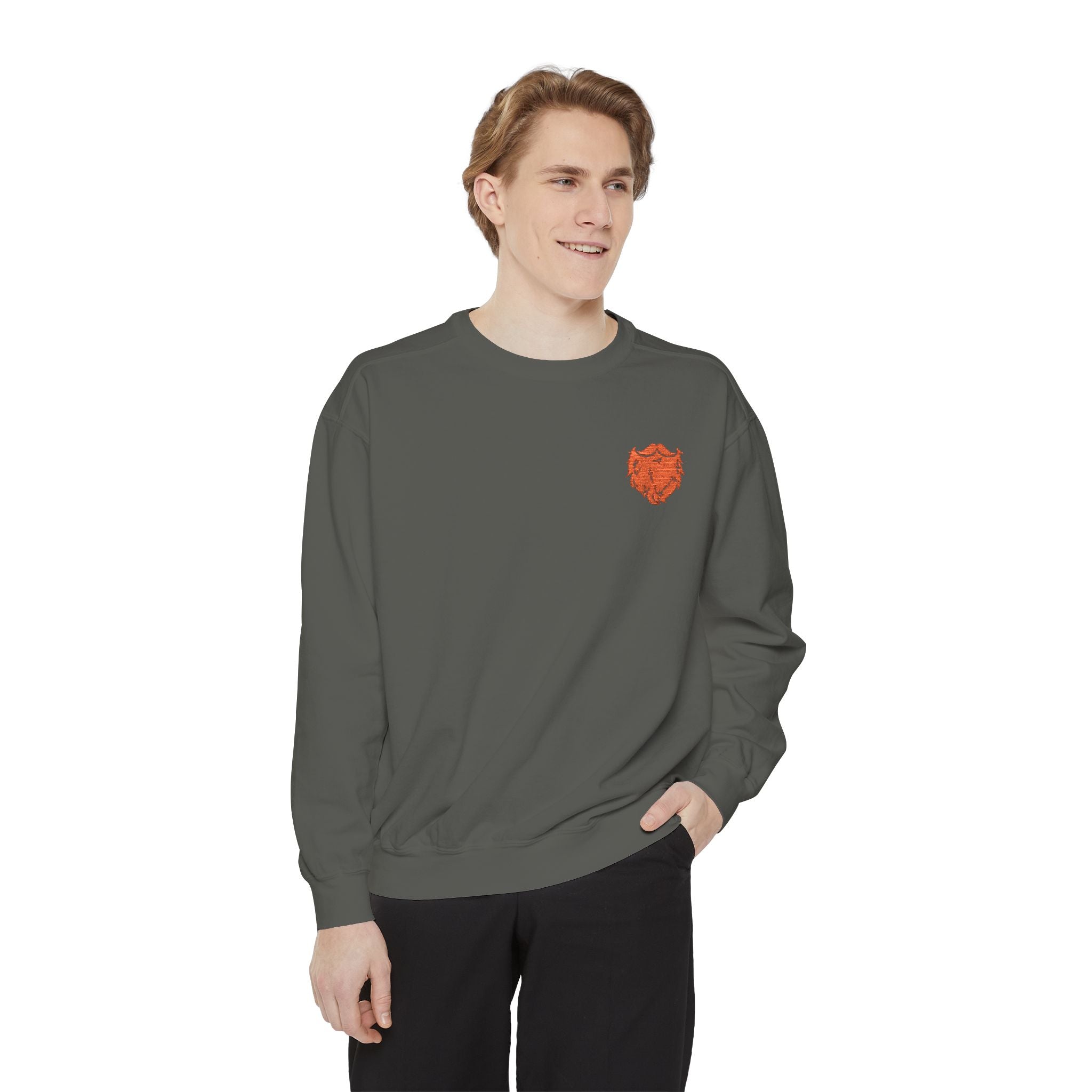 Golden Beard Embroidered Sweatshirt – Cozy Unisex Fall Layer Crewneck Sweatshirt – Queer Streetwear Cozy Essential
