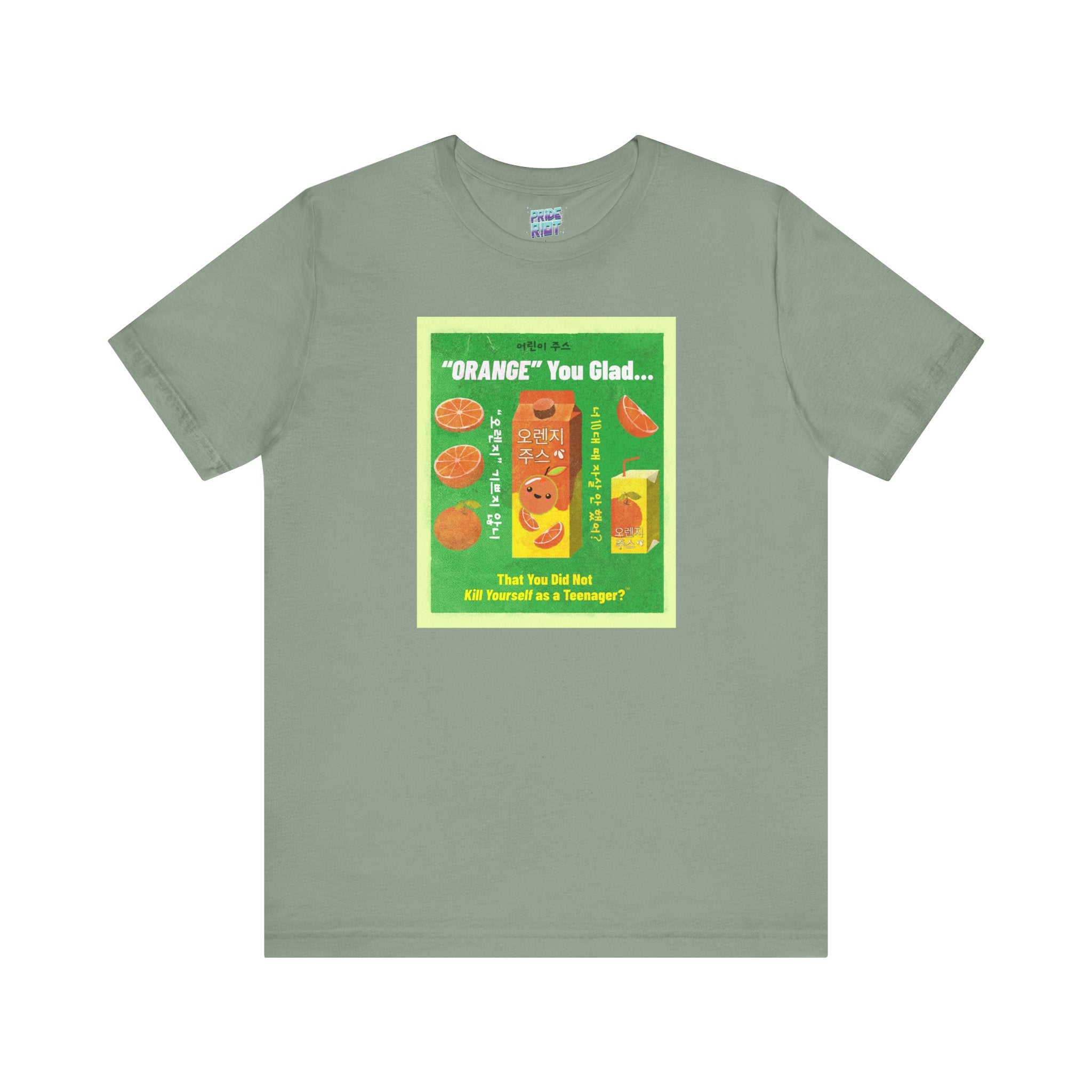 Retro Korean Orange Juice Tee Unisex T-Shirt – Bold Queer Streetwear Graphic Tee
