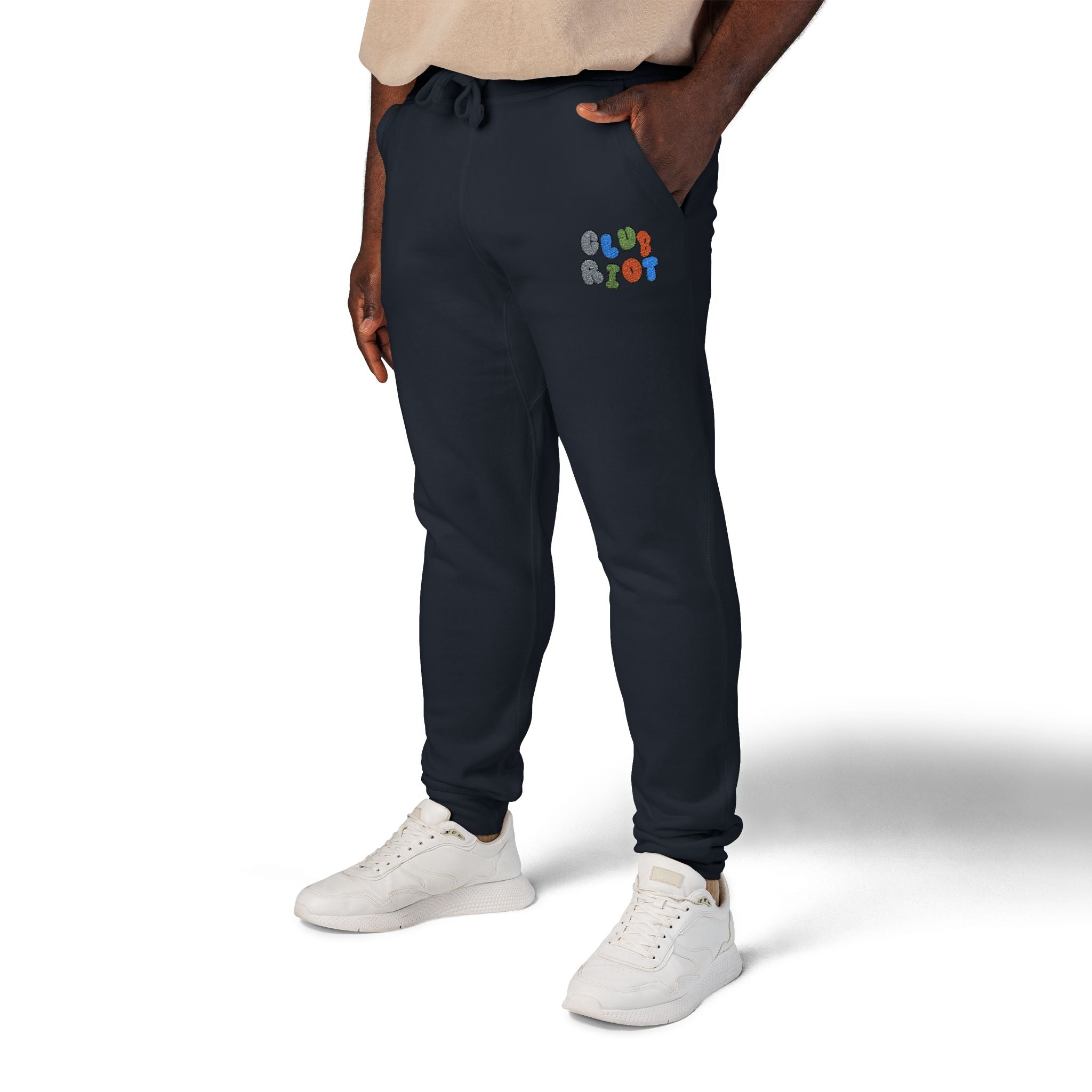 Cozy Embroidered Unisex Fleece Sweatpants, Casual Lounge Pants, Perfect for Relaxing, Gift for Him/Her, Ideal for Everyday Wear – Club Riot Queer Streetwear