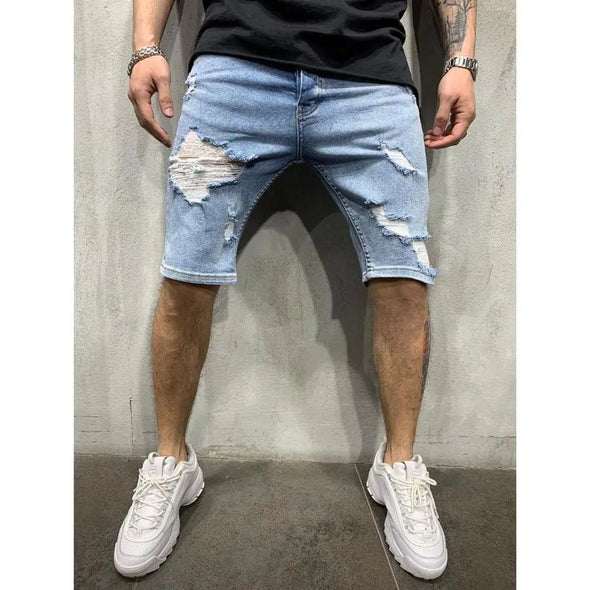 Slim Fit Men's Denim Pants with Holes – Club Riot Queer Streetwear