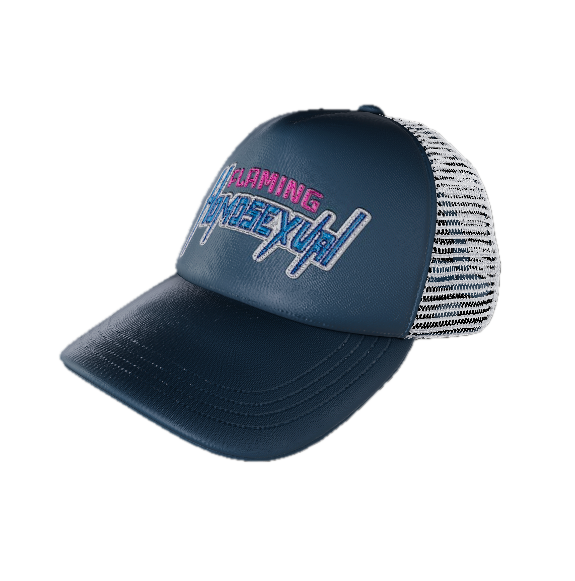 "Flaming Homosexual" Pride Embroidered Trucker Cap Snapback Trucker Cap – Embroidered Queer Streetwear Hat