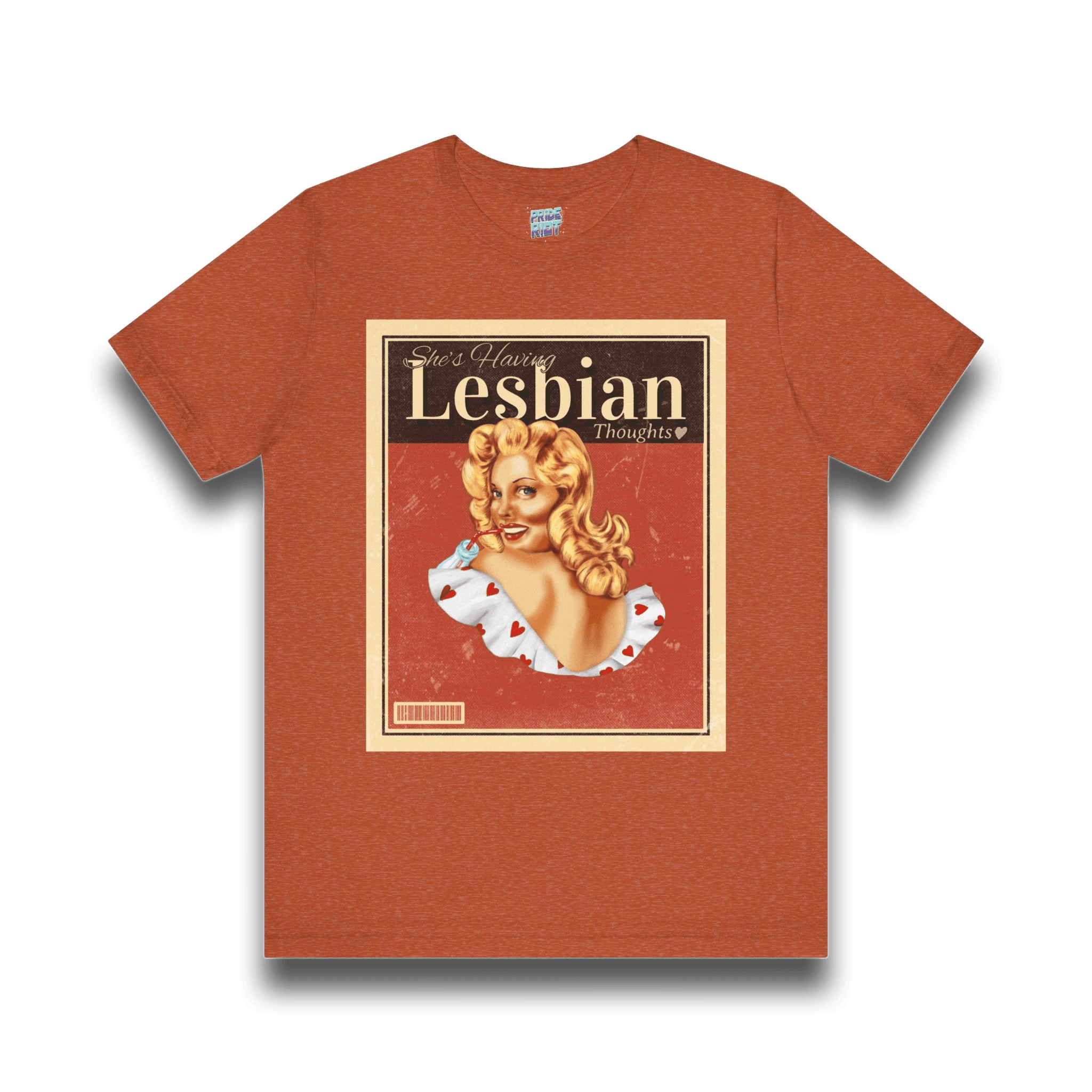 "She's having Lesbian Thoughts" Retro Pride Unisex Tee Unisex T-Shirt – Bold Queer Streetwear Graphic Tee