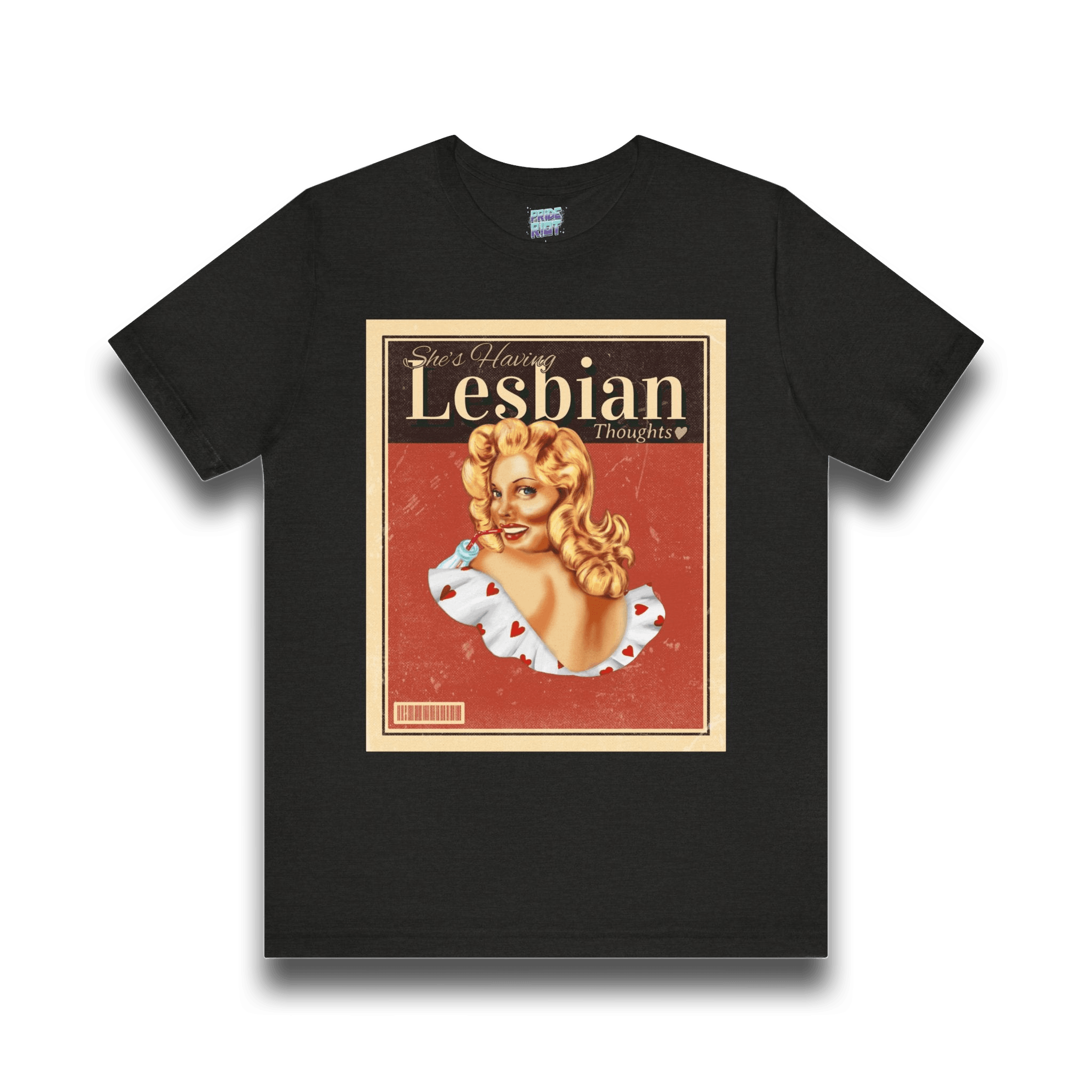 "She's having Lesbian Thoughts" Retro Pride Unisex Tee Unisex T-Shirt – Bold Queer Streetwear Graphic Tee