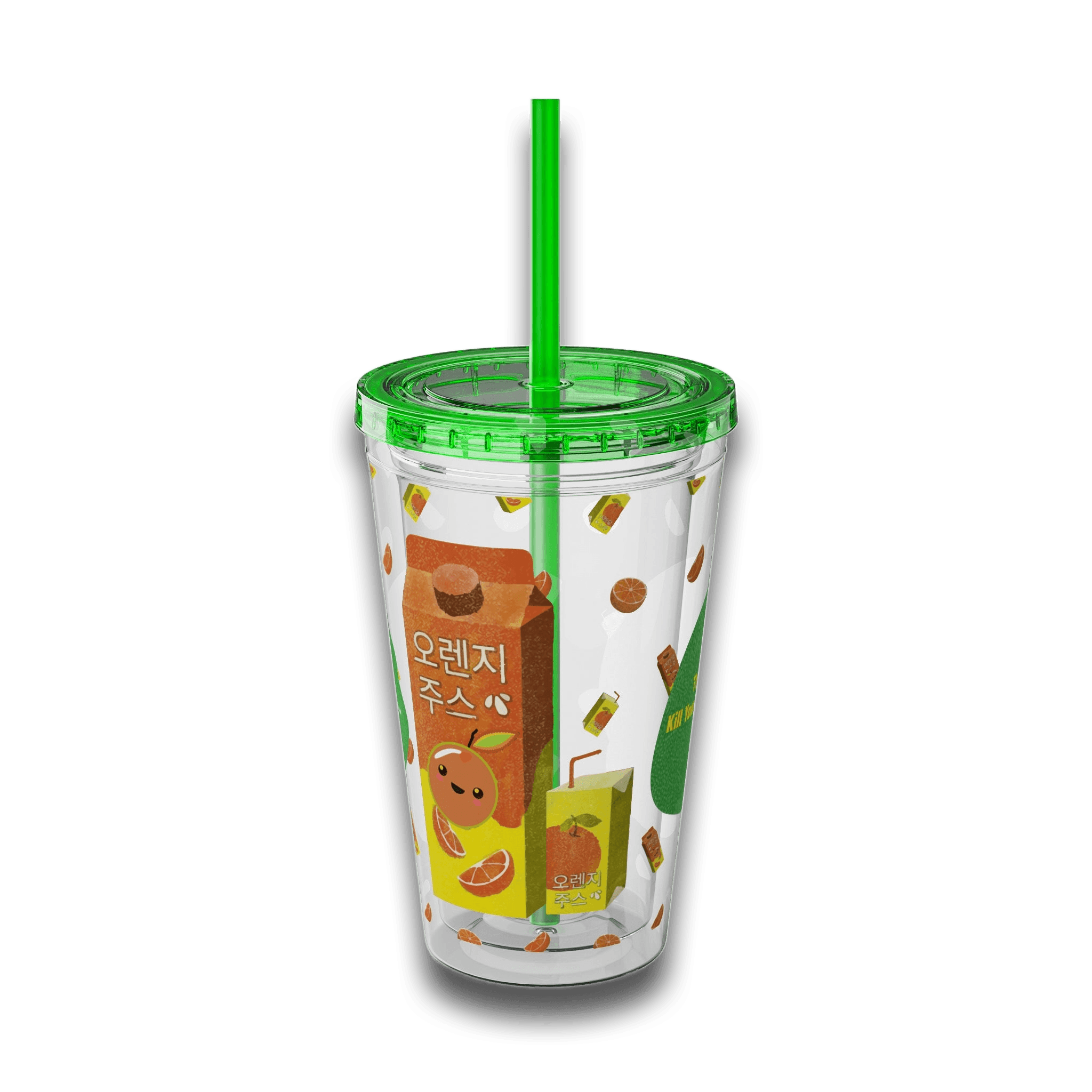 Tumbler with Korean Orange Juice Retro Ad Design, 16oz – Club Riot Queer Streetwear