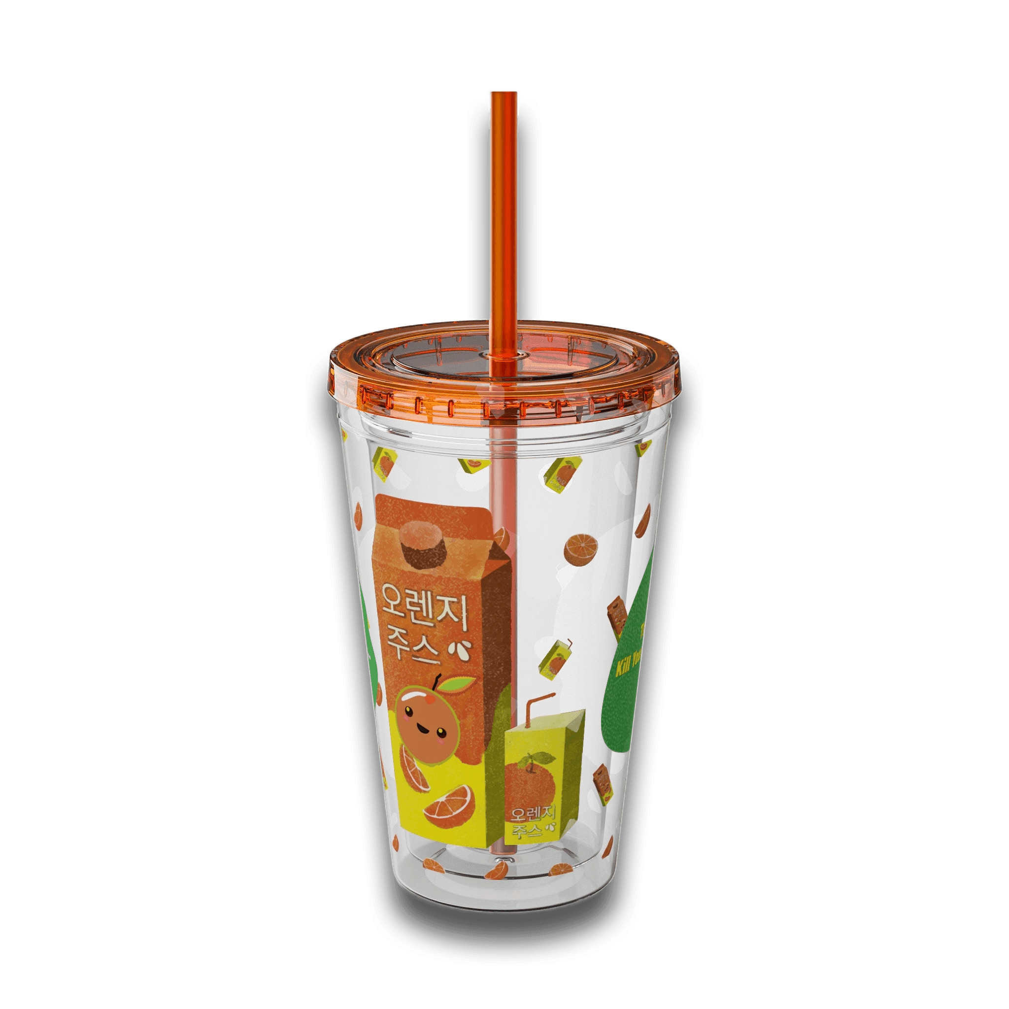 Tumbler with Korean Orange Juice Retro Ad Design, 16oz – Club Riot Queer Streetwear