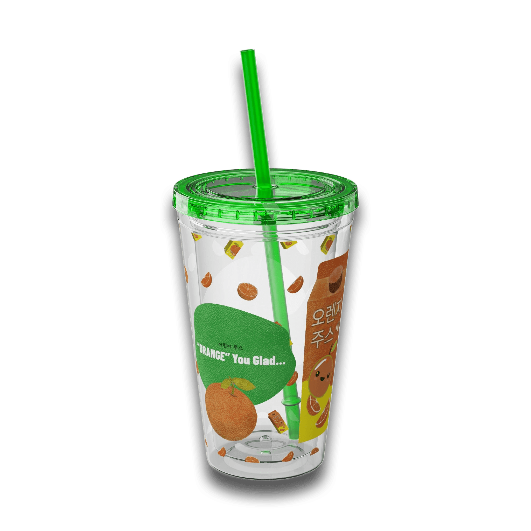 Tumbler with Korean Orange Juice Retro Ad Design, 16oz – Club Riot Queer Streetwear