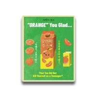 Metal Art Sign - Retro Korean Orange Juice Advertisement with Dark Humor with Club Riot queer streetwear design