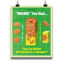 Retro Orange Juice Poster - Fun Vintage Wall Art with Humorous Quote with Club Riot queer streetwear design