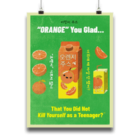 Retro Orange Juice Poster - Fun Vintage Wall Art with Humorous Quote – Club Riot Queer Streetwear