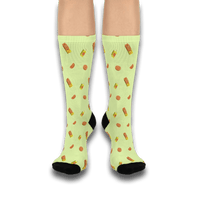 Playful Citrus Crew Socks - Fun & Cozy Orange Pattern with Club Riot queer streetwear design