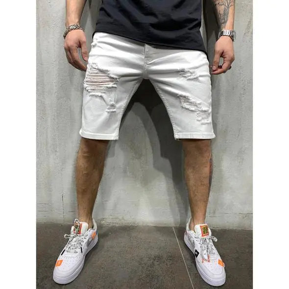 Slim Fit Men's Denim Pants with Holes – Club Riot Queer Streetwear